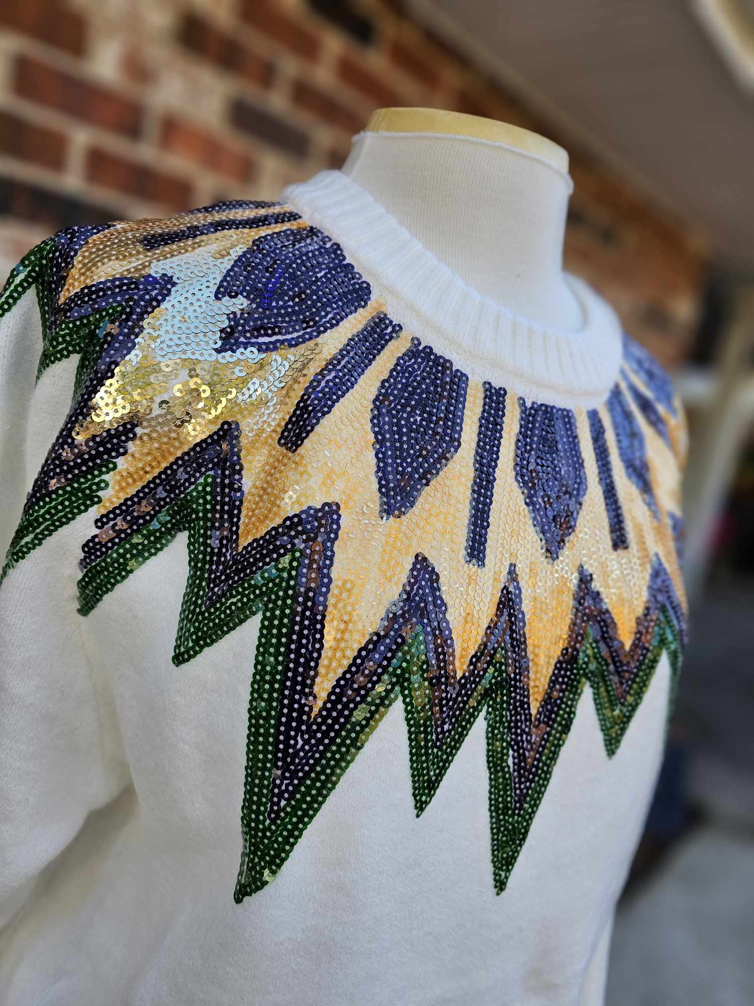 Mardi Gras Sequin Detail Sweater Top- Long Sleeve