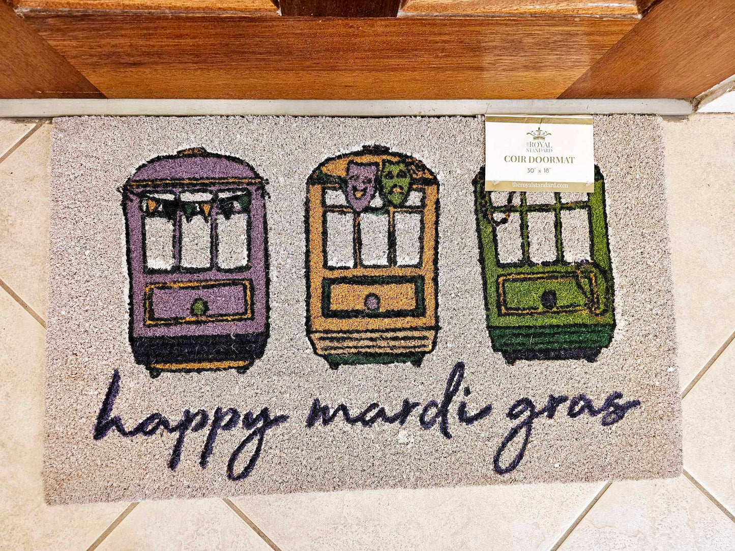 Mardi Gras Clovis Coir Doormat