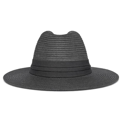 WOVEN STRAW OPEN WEAVE PANAMA SUN HAT, AHT 91641