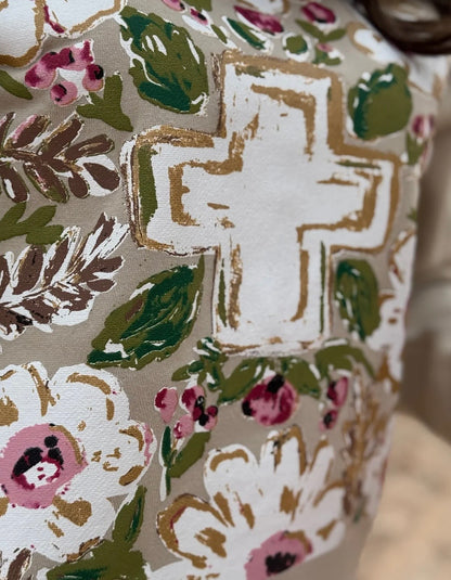 Callie Ann Gold Floral Cross Tee