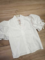 Springtime- White Puff Sleeve with ties