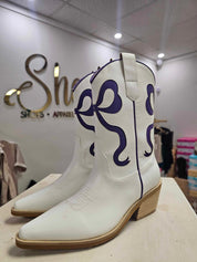 Miriam- Purple/White Bow Boot