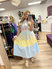 Pretty Pastels- Color Block Midi dress