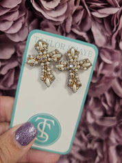 Taylor Shaye- Beaded Cross Stud