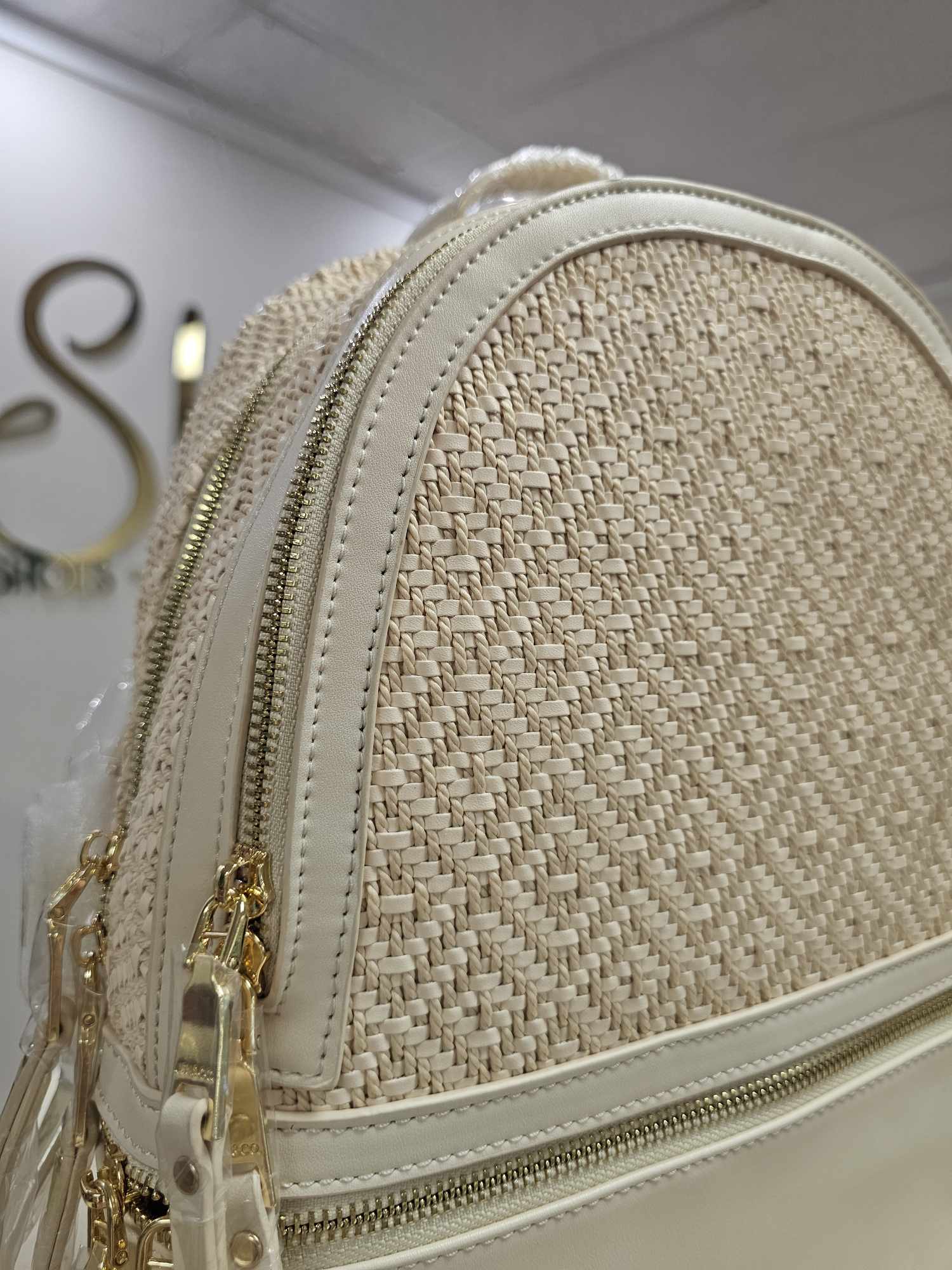 Zaharia- woven diamond backpack
