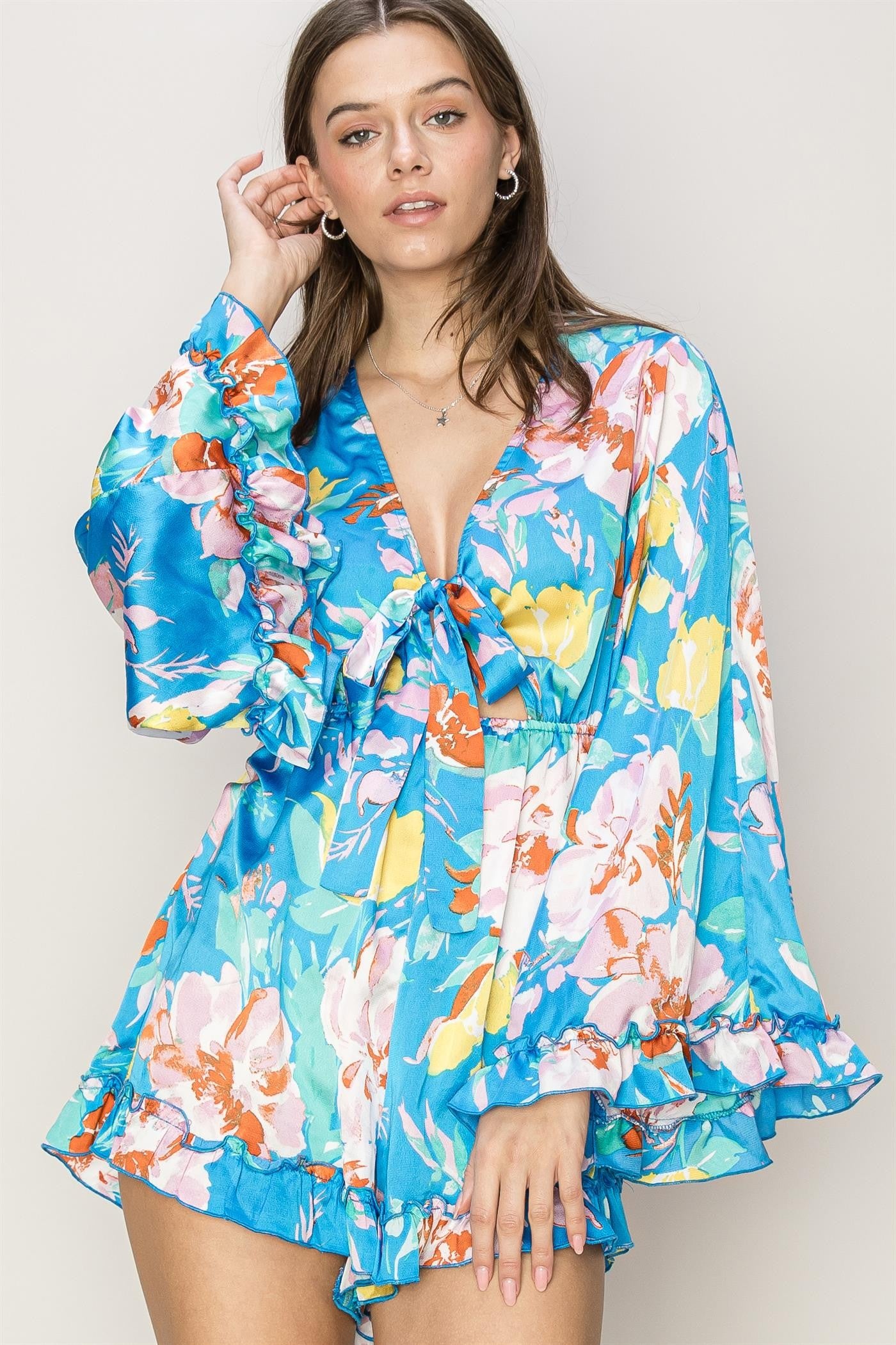 Fresh Start Floral Romper - Blue