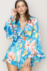Fresh Start Floral Romper - Blue