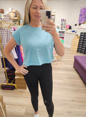 COTTON CROP- FOLDED SLEEVE TOP