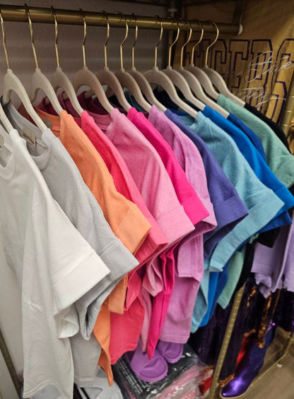 COTTON CROP- FOLDED SLEEVE TOP