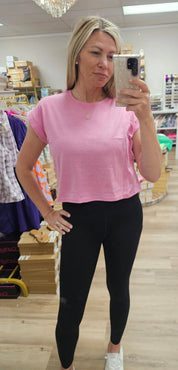 COTTON CROP- FOLDED SLEEVE TOP