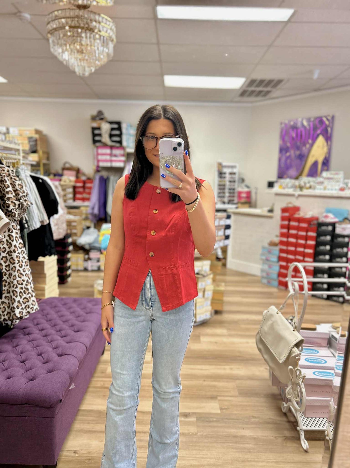 Slim Fit Color Denim Vest