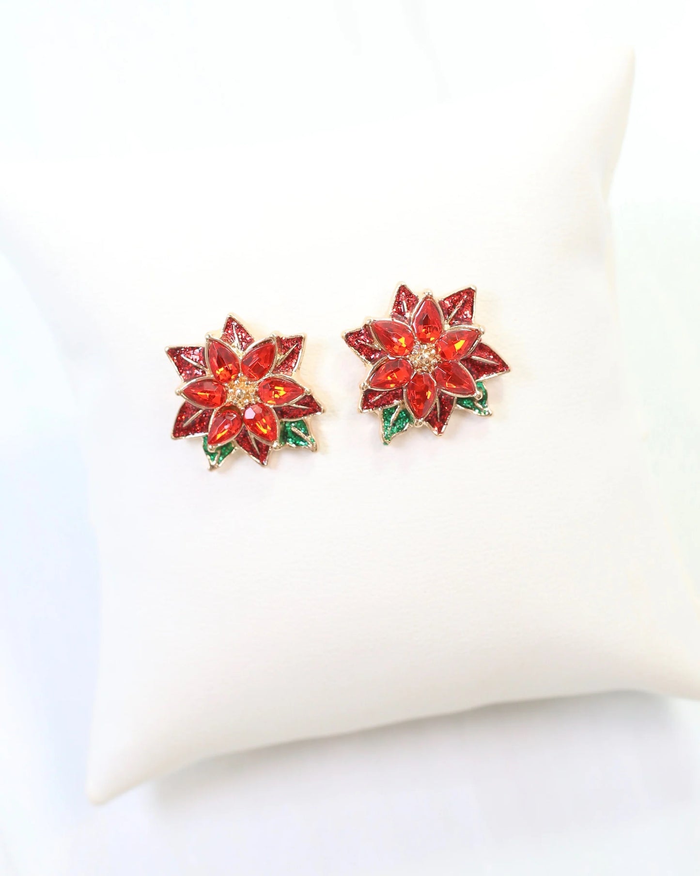 Prancer Poinsettia Enamel Stud Multi