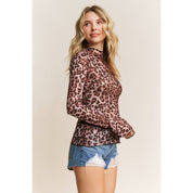CHIC ANIMAL PRINT MESH TOP
