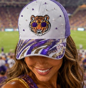 Tigers Louisiana Pearl Purple and Gold Sequin Trucker Hat