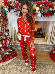 Santa's Signature Bow Ruffle Pajama Set