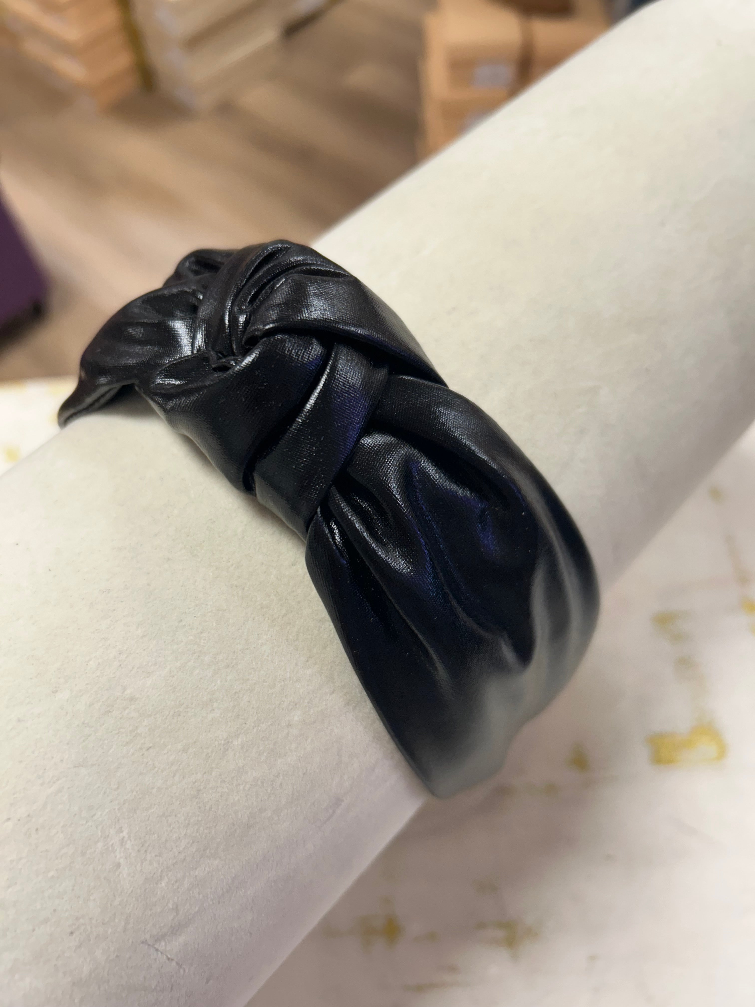 Black Faux Leather Headband
