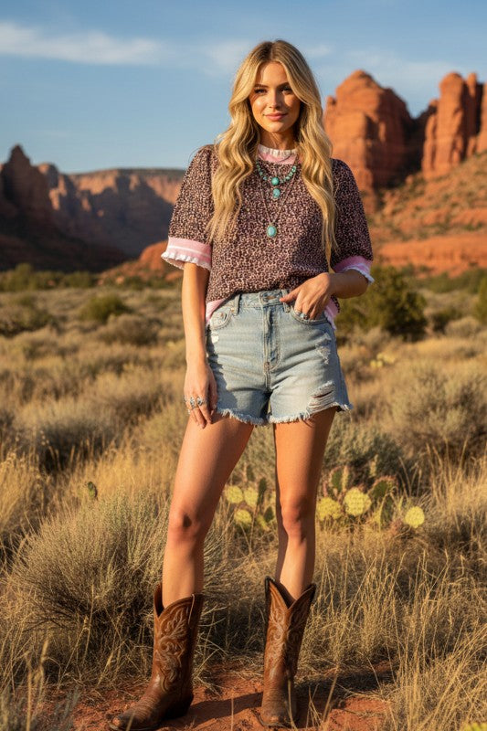 Sienna Ribbed Leopard Print Knit Top