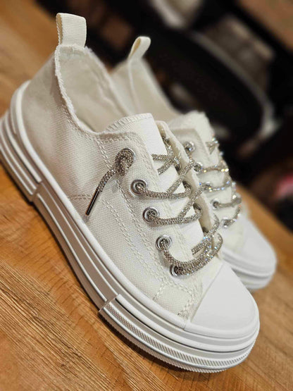 Aman Rhinestone Lace up Tennis