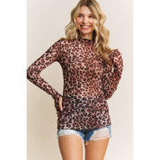 CHIC ANIMAL PRINT MESH TOP