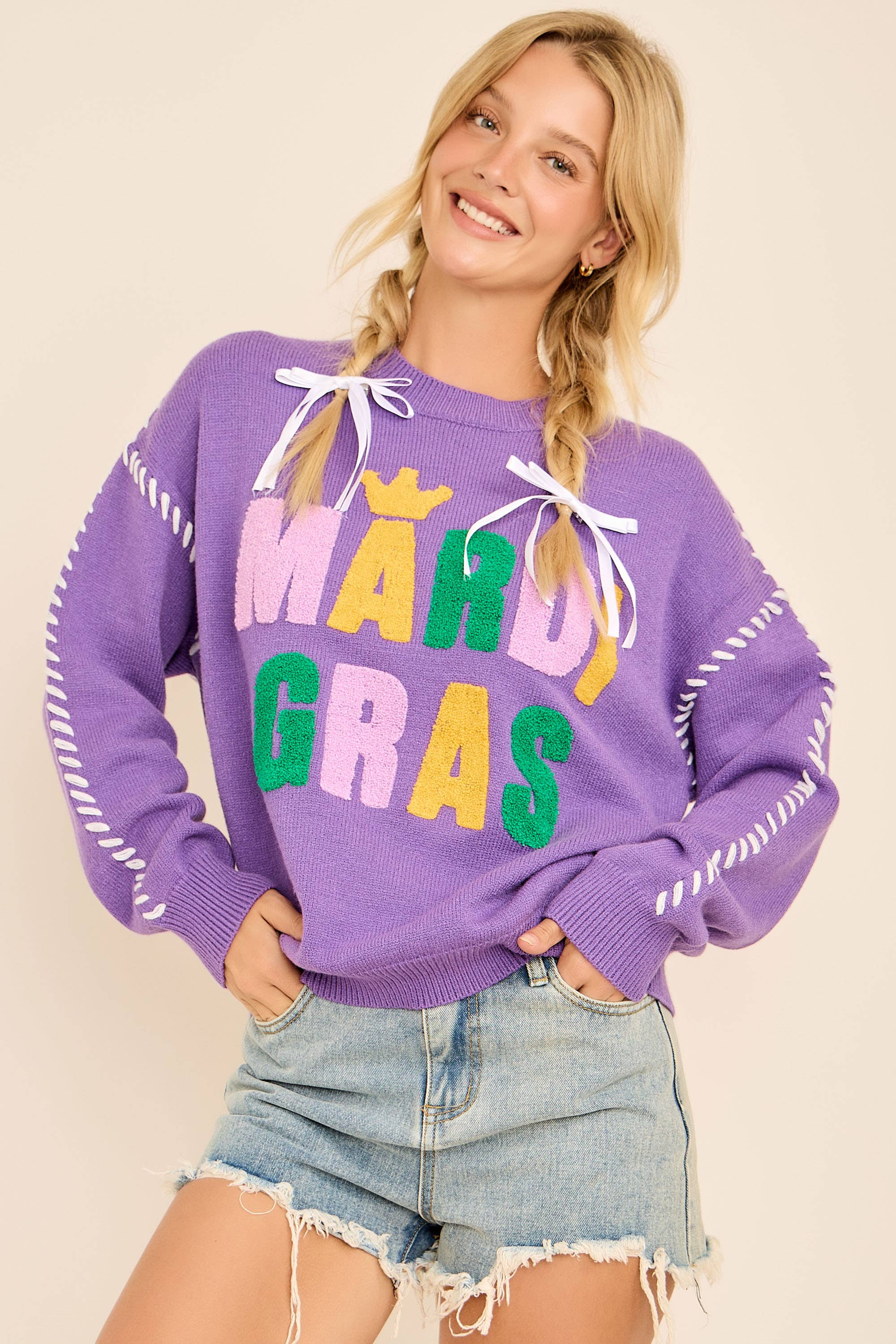 What time is it?- Mardi Gras  Sweater