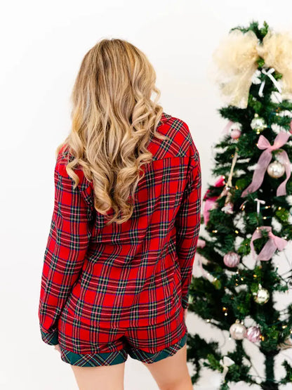 Christmas Eve Plaid Pajama Short Set