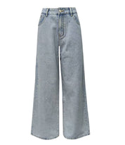Shiny Rhinestone Wide-Leg Jeans