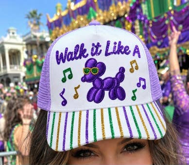 Mardi Gras- Walk it like a Dog Sequin Trucker Hat