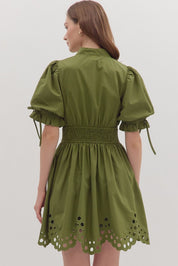 Fall Dreams- Olive V-Neck Dress
