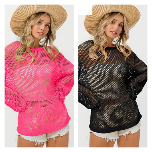 Long Sleeve Open Knit Top