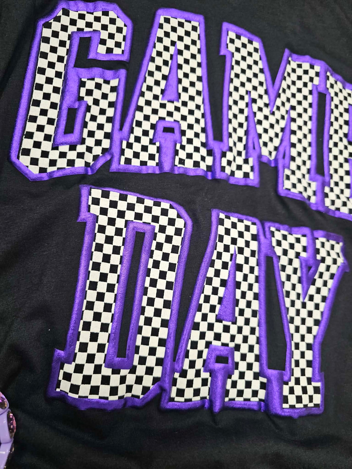 Checkered Game Day with Metallic Puff Tee