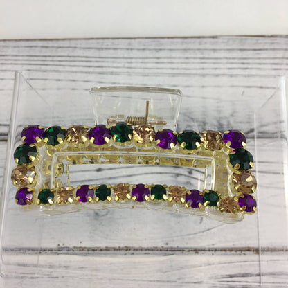 Mardi Gras stone claw clip 