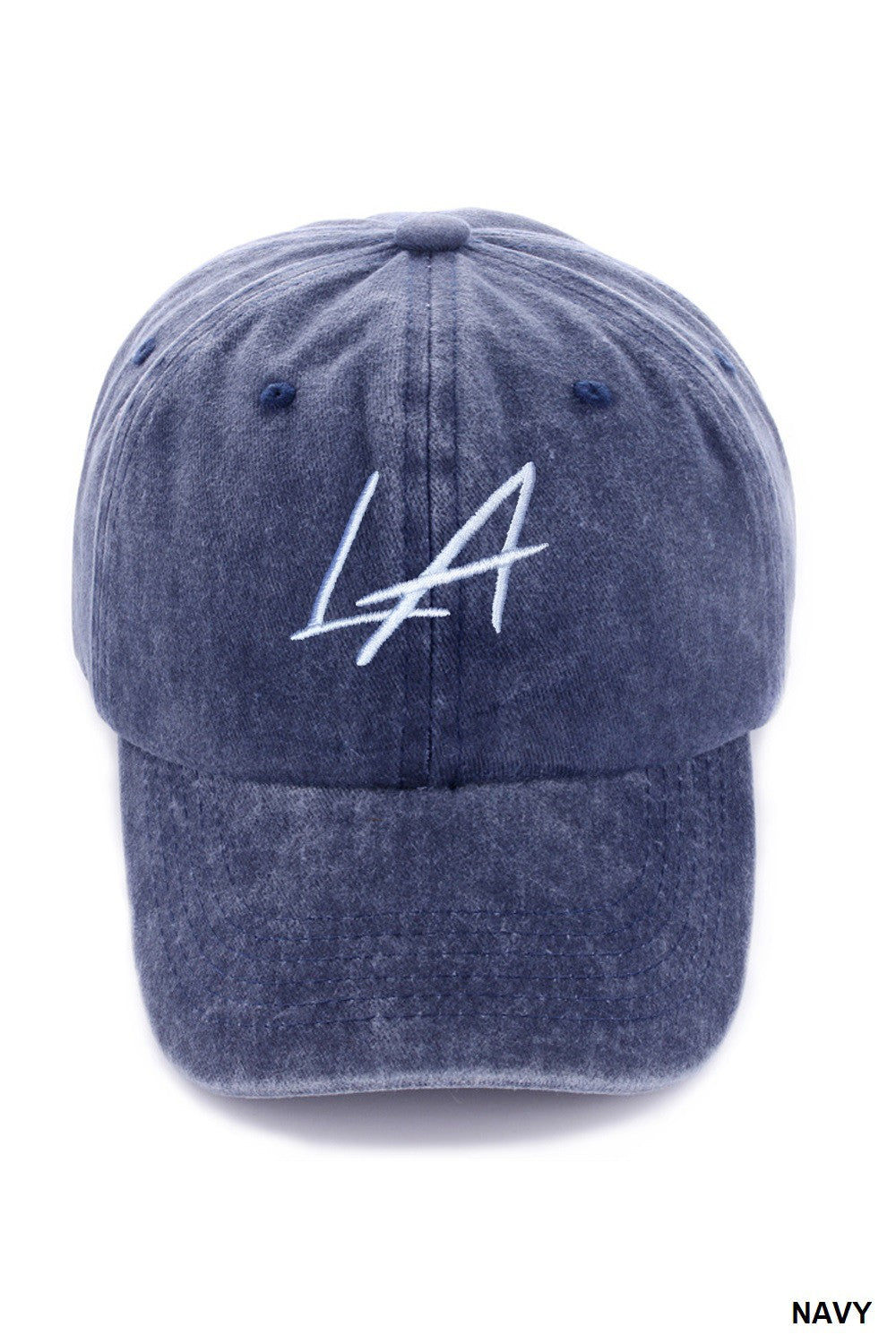 Washed Embroidered City Cap - Navy LA