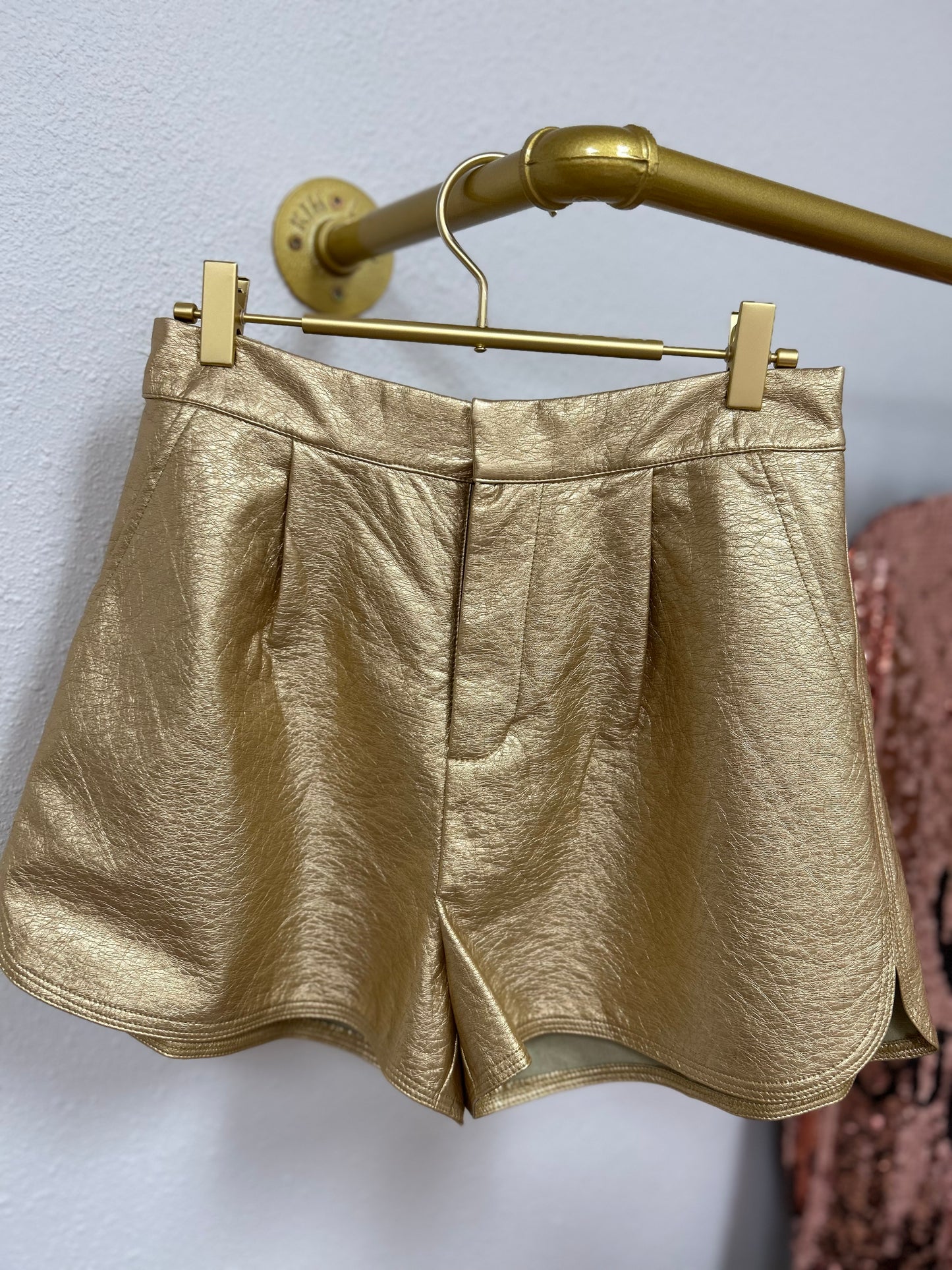 Pleather Shorts - Gold