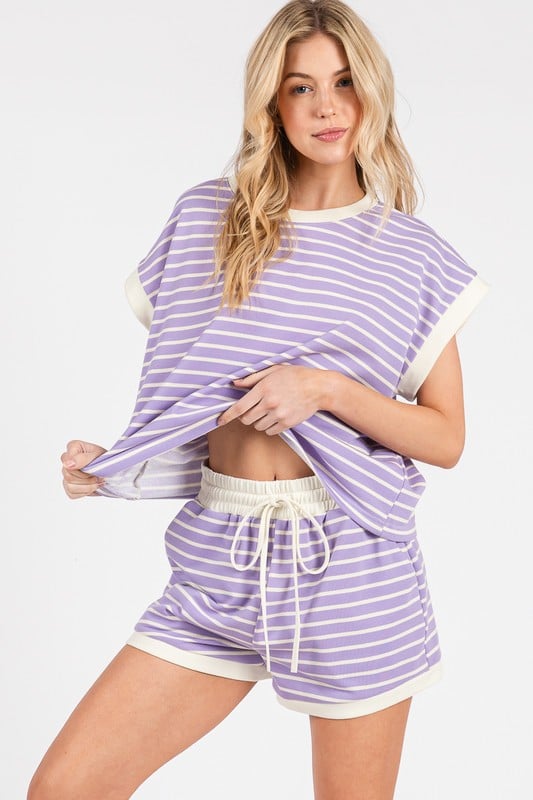 Bella Purple Stripped Set