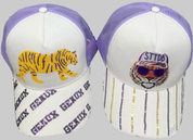 Tigers Louisiana STTDB Purple and Gold Sequin Trucker Hat