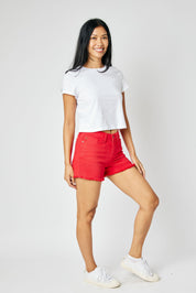 Judy Blue Mid Rise Garment Dyed Shorts