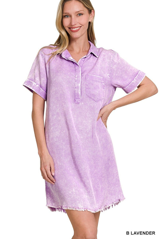 Tencel Mineral Washed Shirt Dress