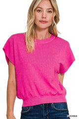 Round Neck Short Dolman Sleeve Top