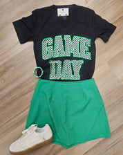 Checkered Game Day with Metallic Puff Tee