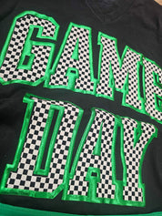 Checkered Game Day with Metallic Puff Tee