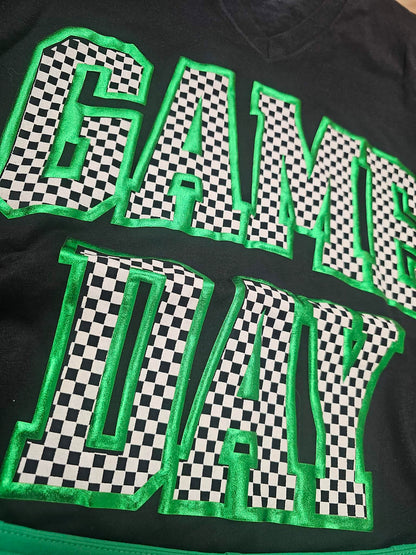 Checkered Game Day with Metallic Puff Tee