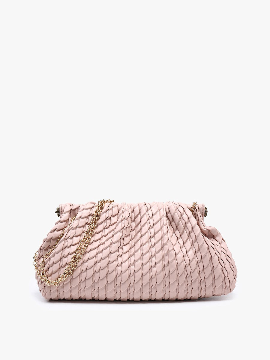 Ruched Woven Satchel with Chain - Pink