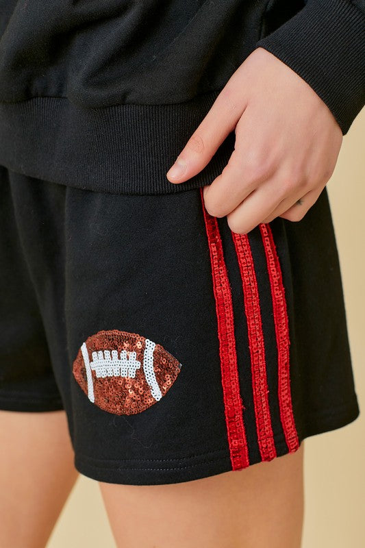 Game Day Sequin Foot Ball Shorts