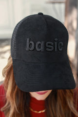 Basic - Embroidered Suede Snap Back Baseball Cap