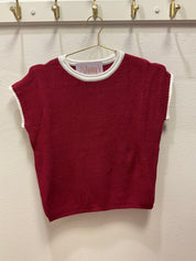 Rolled Contrast Sleeve Game Day Knit Top