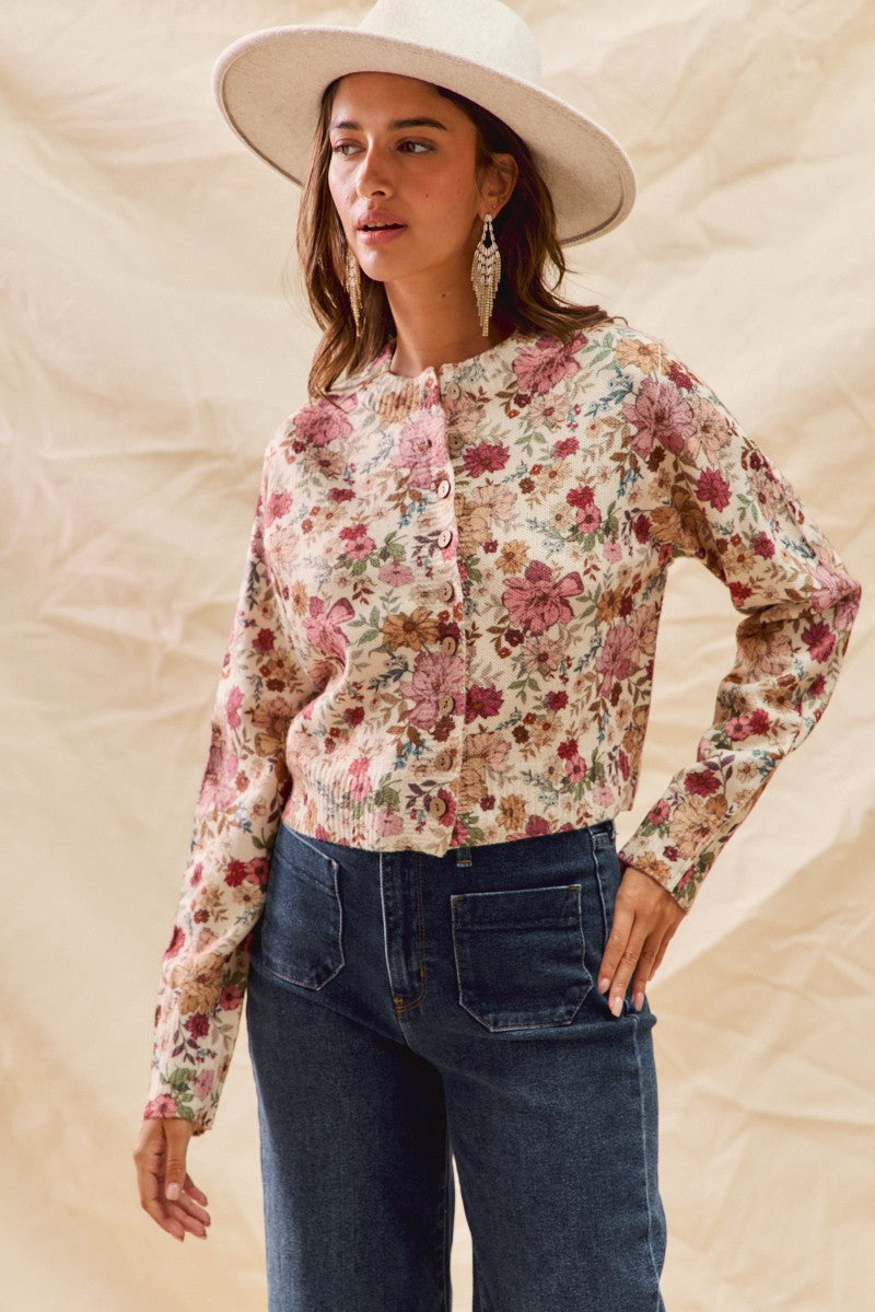 Flower Child- Front Button Cardigan Top