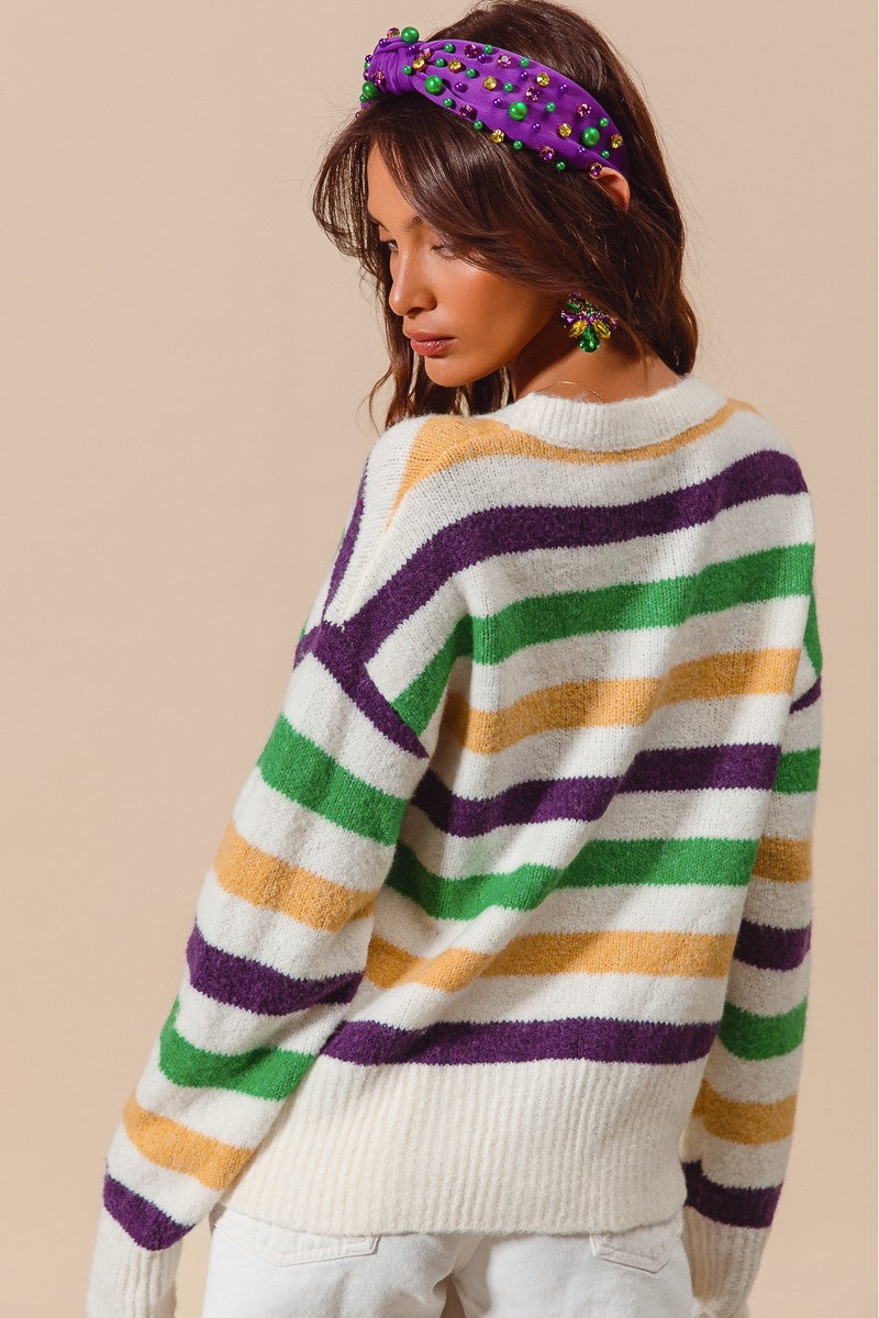 ALLA- Striped Round Neck Sweater