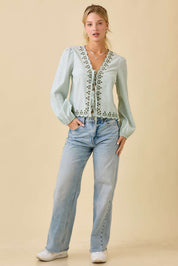 Spring Ties- V-neck Scallop Top
