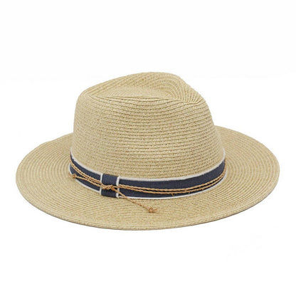 STRAW FEDORA HAT WITH CONTRAST RIBBON AND BRAIDED , MH 0280