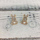 Rhinestone Easter bunny post earrings!